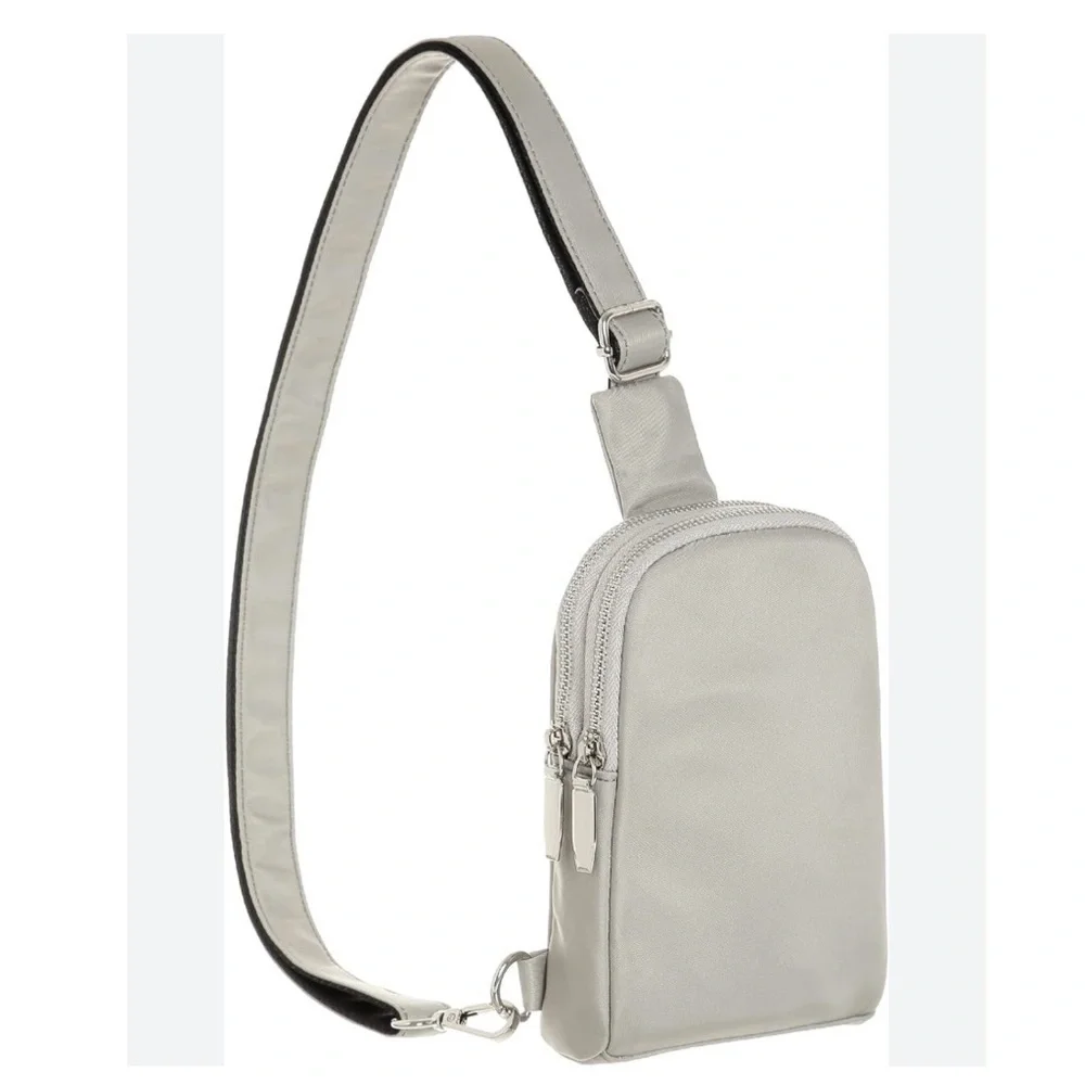 NWOT Inicat Crossbody Sling Bag Gray Travel Vacay Adjustable Nylon Utility